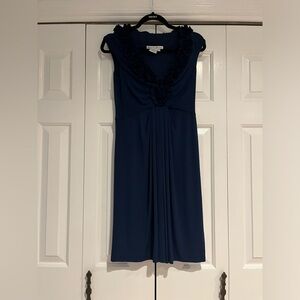 MAGGY LONDON size 6 dark blue dress with ruffles